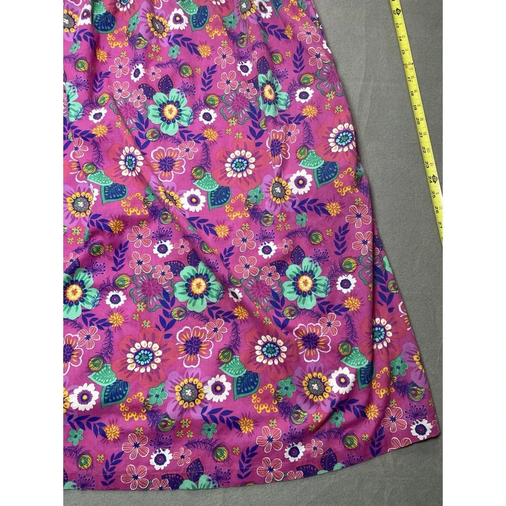 Vtg Nightgown Womens Plus 1X Pink Floral Pockets House Dress Muumuu‎ Midi Travel
